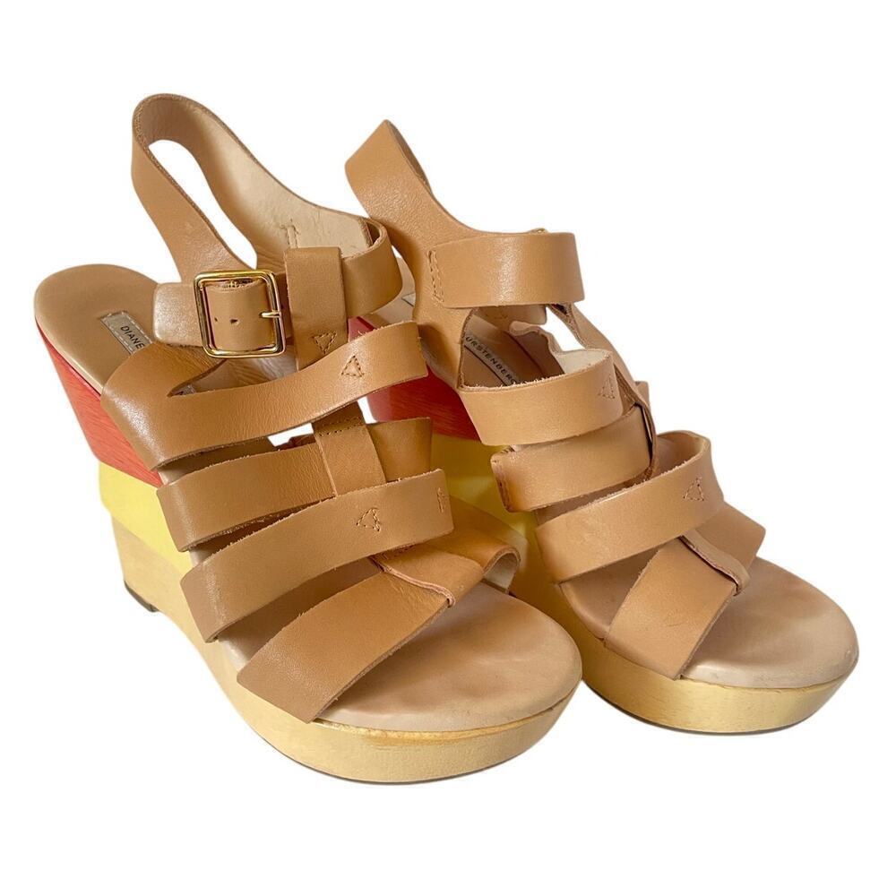 Diane von Furstenberg Women's Oceana Color Block Wedge Sandal • Size 7.5 ⬇️